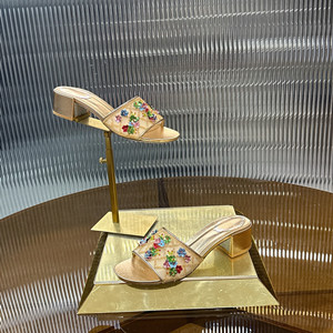 rene caovilla flora gold mule 45